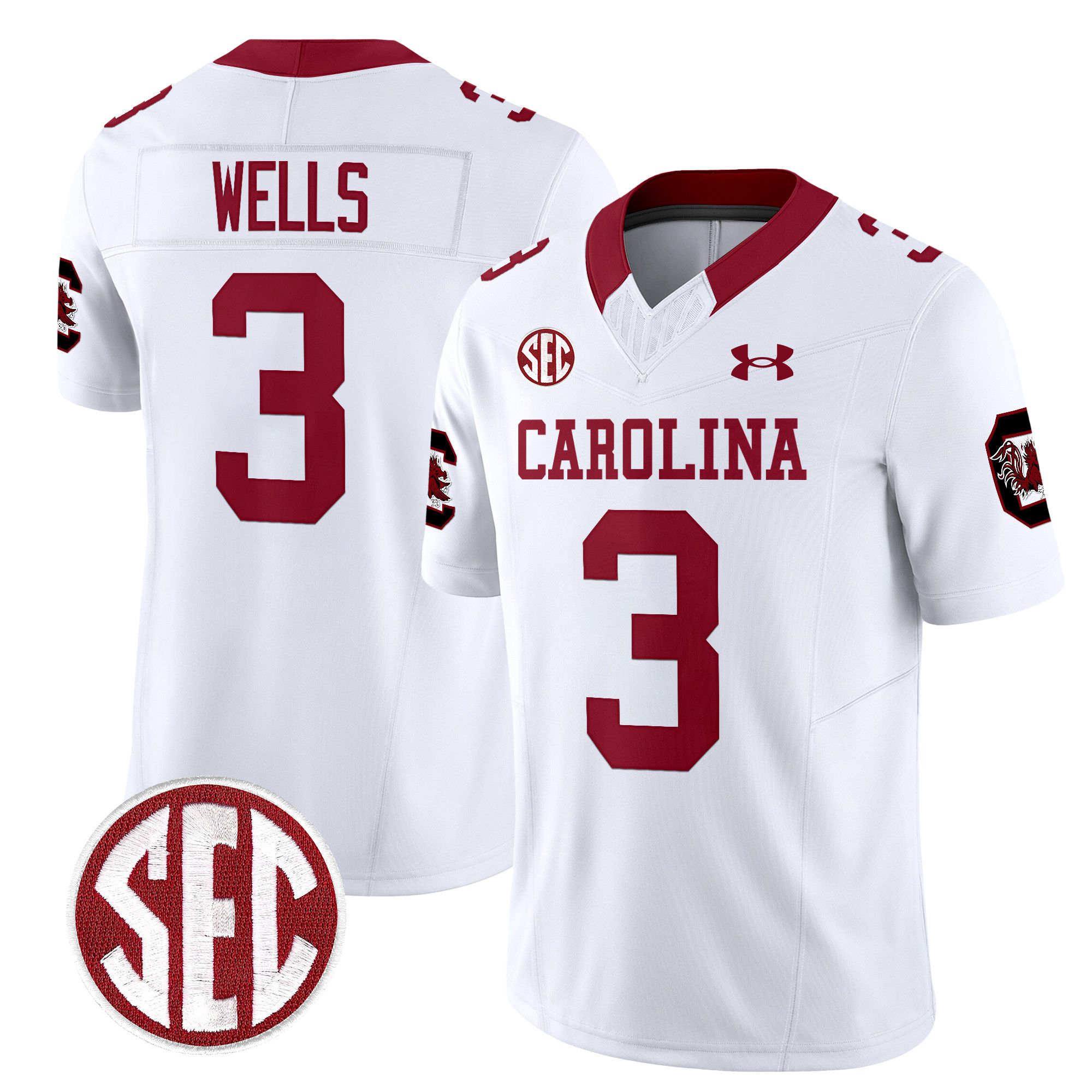 Men South Carolina Gamecocks #3 Wells White 1980 Throwback Vapor Limited 2024 NCAA Jersey